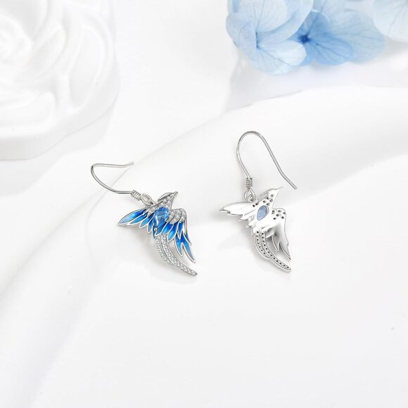 Women's Phoenix Hummingbird Bee Stingrays 925 Sterling Silver Dolphin Earrings - Picture 4 of 8